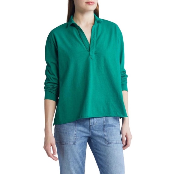 Frank & Eileen Patrick Popover Henley Long Sleeve Shirt Teal Clover Green XS - Picture 2 of 8